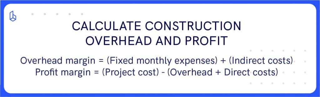 Formula to calculate construction profit and overhead