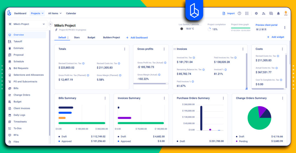 Buildern dashboard screenshot