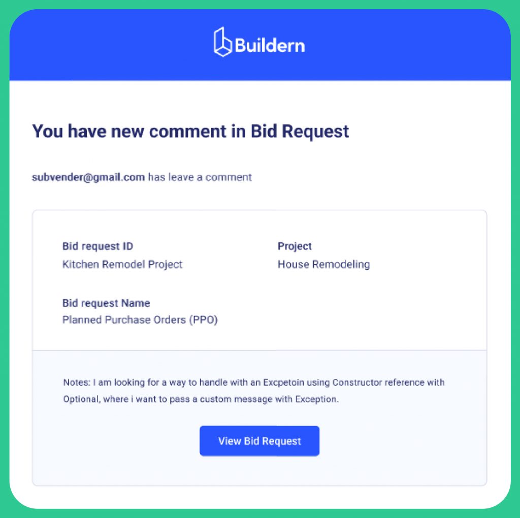 New bid request client view