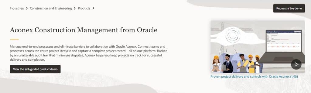 Oracle aconex homepage