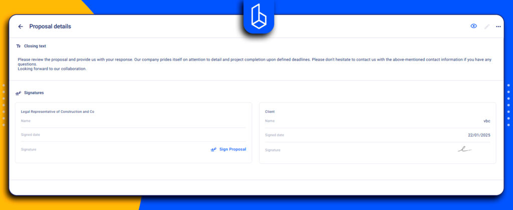 signature in proposal in Buildern