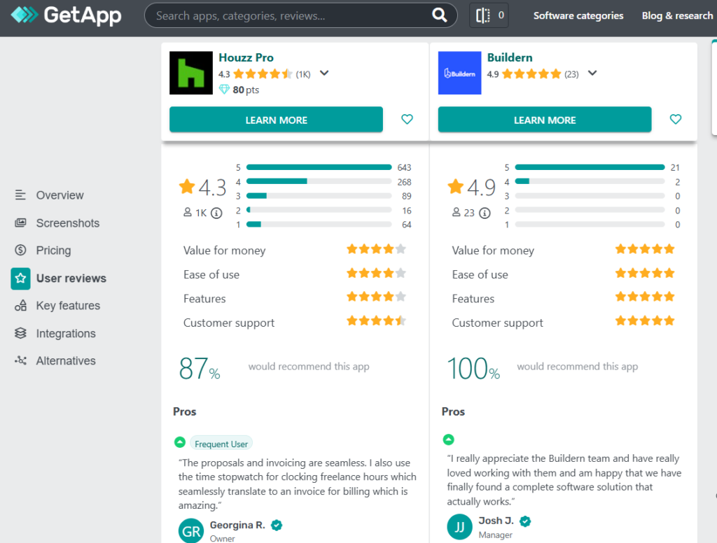houzz pro vs buildern comparison