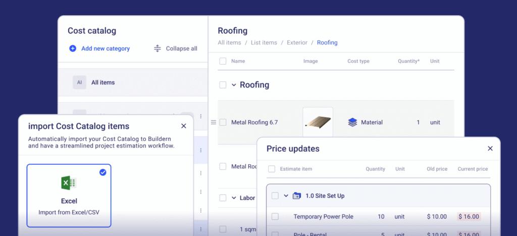 Cost catalog for construction project management