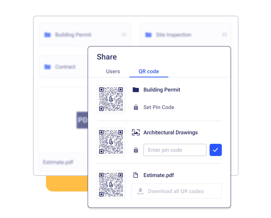 Qr codes for document control in construction