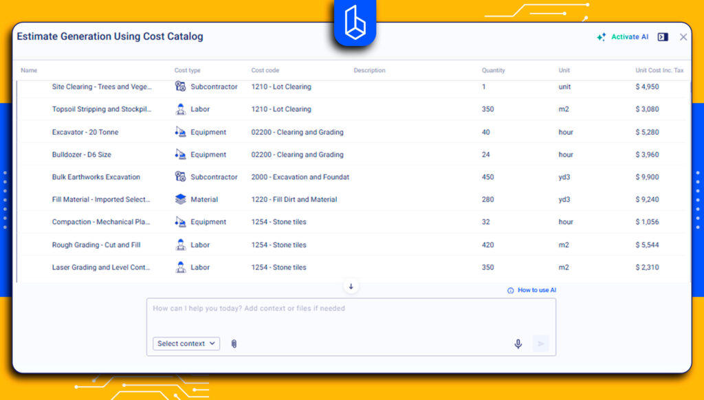 AI estimating in Buildern