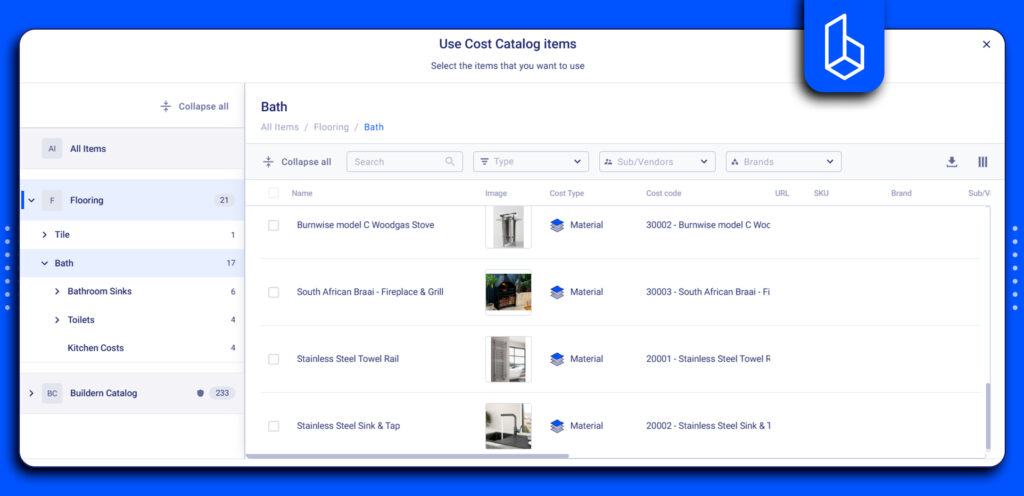 using catalog items for making selections