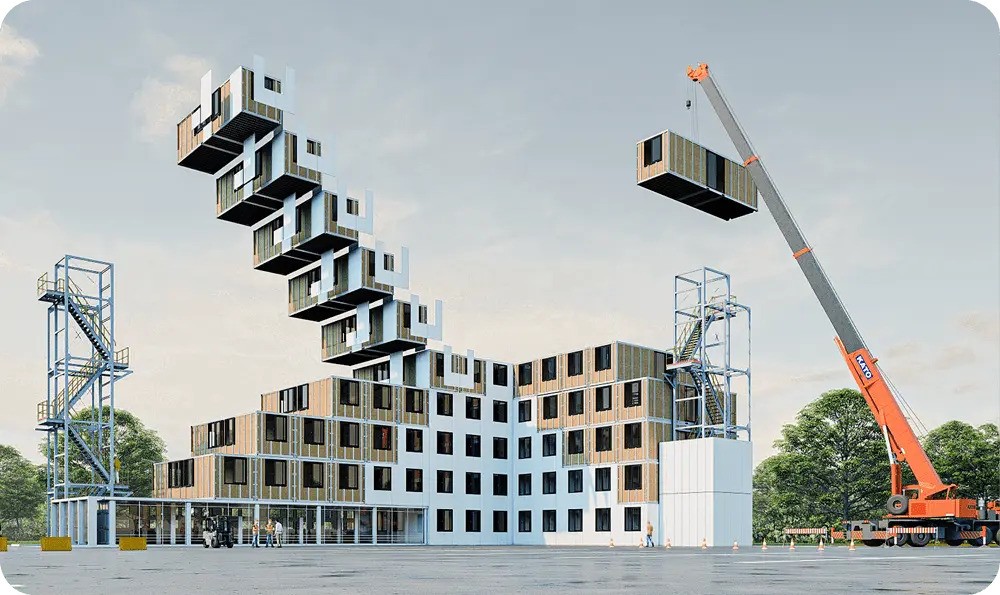 volumetric modular construction example