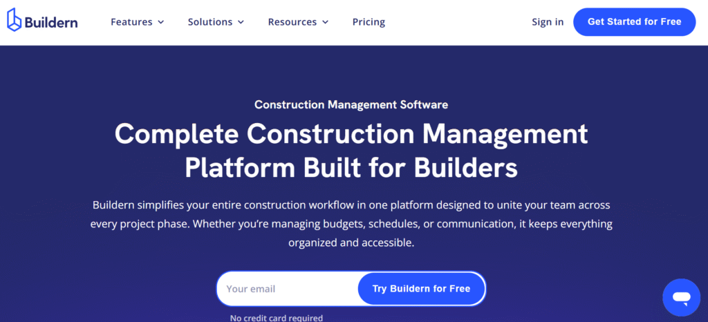 Buildern homepage screenshot
