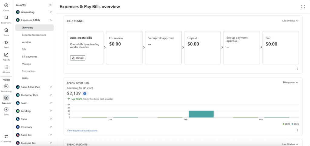 quickbooks overview screenshot