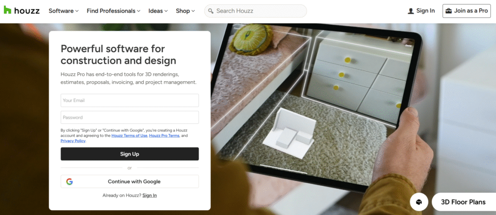 houzz pro homepage screenshot