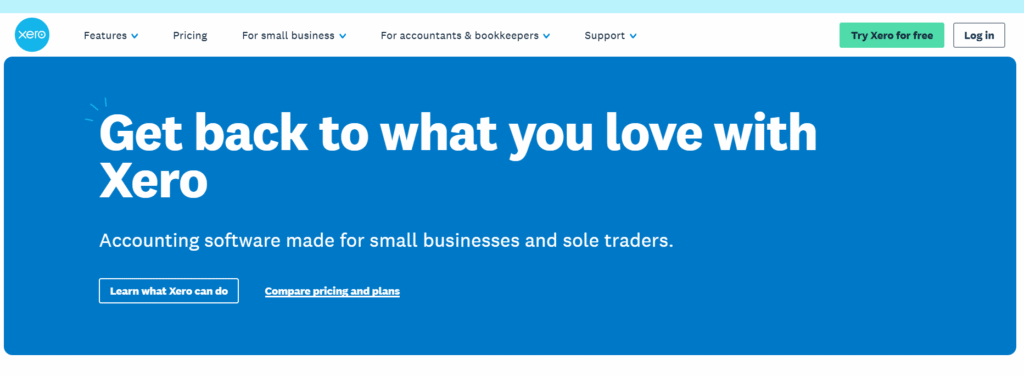 xero accounting software homepage screenshot