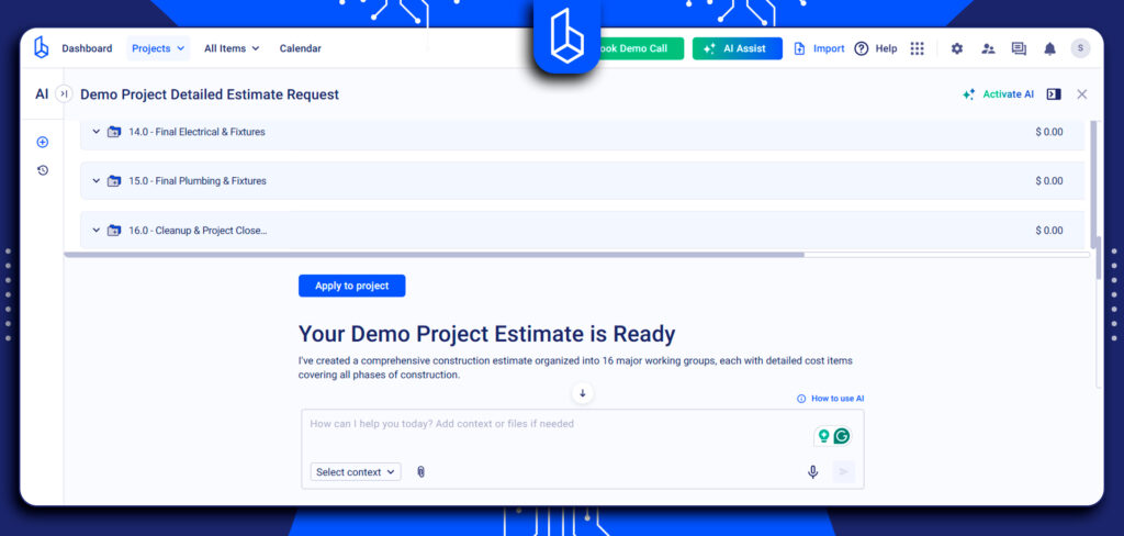 ai construction estimate creation