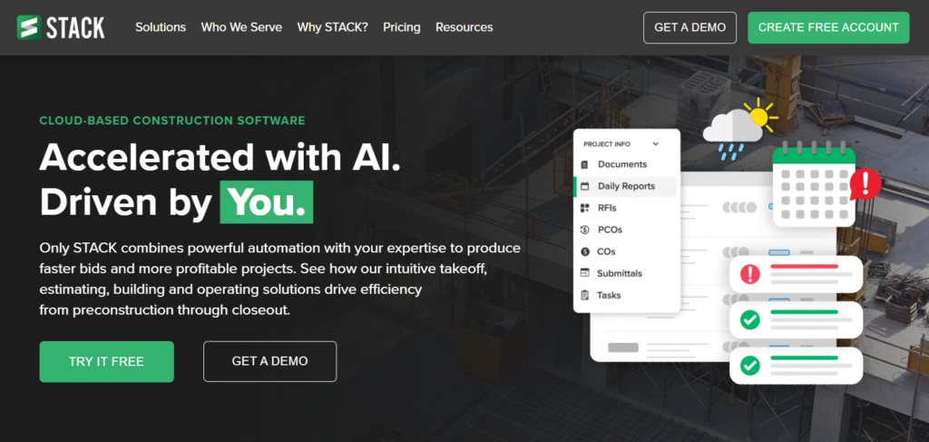 STACK software homepage screenshot