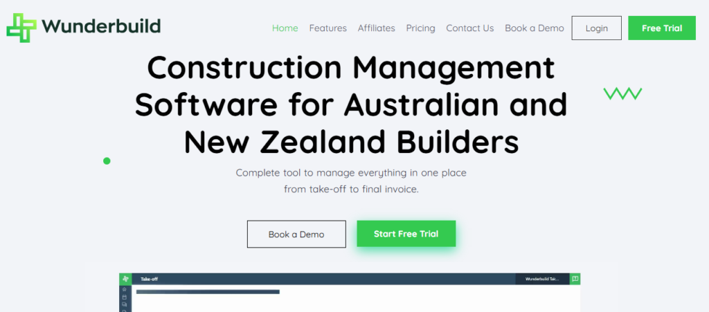 wunderbuild homepage screenshot