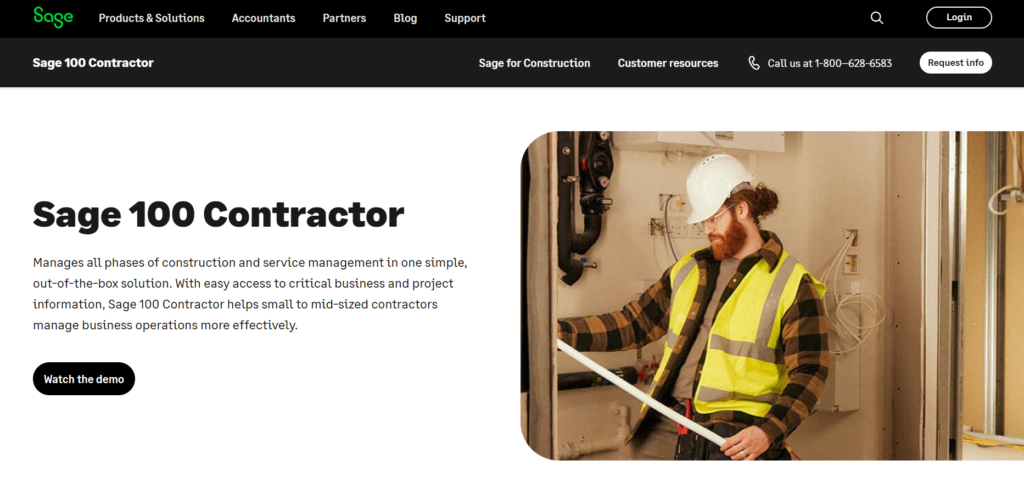 Sage 100 contractor homepage