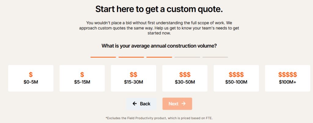 volume-based construction software cost